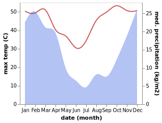 temperature and rainfall during the year in Koppies