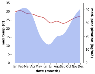 temperature and rainfall during the year in Durban