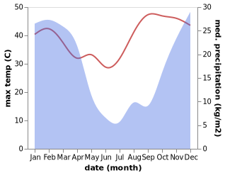 temperature and rainfall during the year in Mondlo