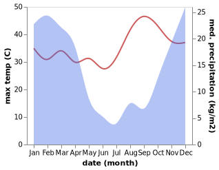 temperature and rainfall during the year in Bethal