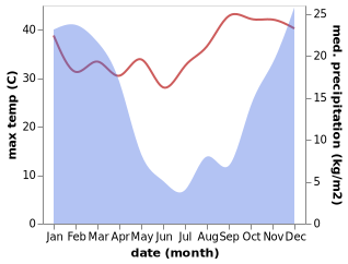 temperature and rainfall during the year in Carolina