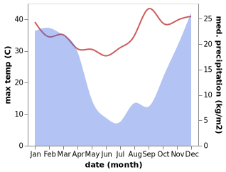 temperature and rainfall during the year in Volksrust