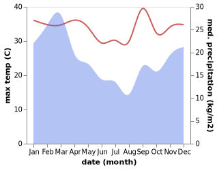 temperature and rainfall during the year in Knysna