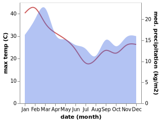 temperature and rainfall during the year in Saldanha