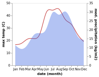 temperature and rainfall during the year in Banyalbufar