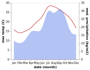 temperature and rainfall during the year in Es Castell