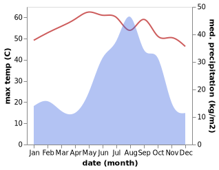 temperature and rainfall during the year in El Matama