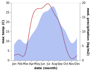 temperature and rainfall during the year in Lit