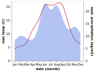 temperature and rainfall during the year in Rockneby