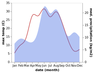 temperature and rainfall during the year in Virserum