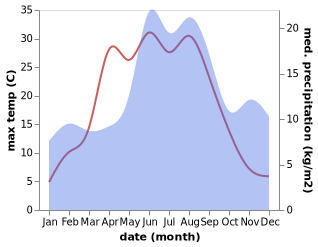 temperature and rainfall during the year in Rottne