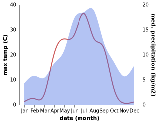 temperature and rainfall during the year in Vidsel