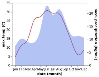 temperature and rainfall during the year in Borensberg