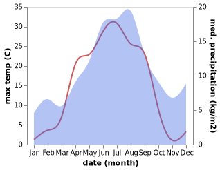 temperature and rainfall during the year in Backa