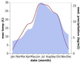 temperature and rainfall during the year in Adelboden