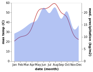 temperature and rainfall during the year in Tall Abyad