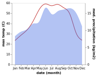 temperature and rainfall during the year in Al Mulayhah