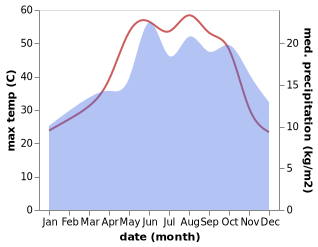 temperature and rainfall during the year in Salamiyah