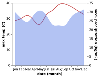 temperature and rainfall during the year in Longido