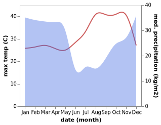 temperature and rainfall during the year in Mlowo