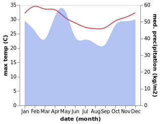 temperature and rainfall during the year in Mtambile