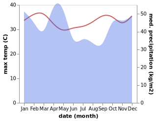 temperature and rainfall during the year in Kisarawe