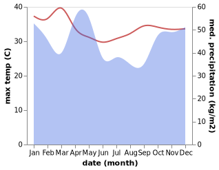 temperature and rainfall during the year in Vikindu