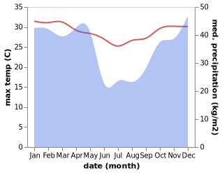 temperature and rainfall during the year in Kirando