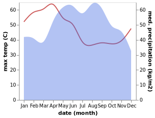 temperature and rainfall during the year in Nong Chok