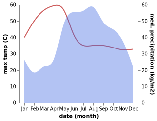 temperature and rainfall during the year in Doi Lo