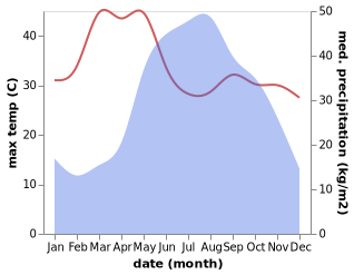 temperature and rainfall during the year in Pai