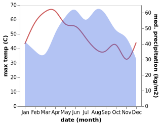 temperature and rainfall during the year in Dan Makham Tia