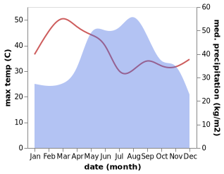 temperature and rainfall during the year in Phu Luang