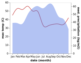 temperature and rainfall during the year in Na Di