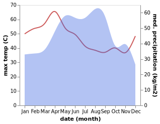 temperature and rainfall during the year in Nong Hi