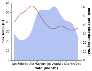 temperature and rainfall during the year in Thung Saliam