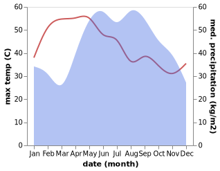 temperature and rainfall during the year in Dan Chang