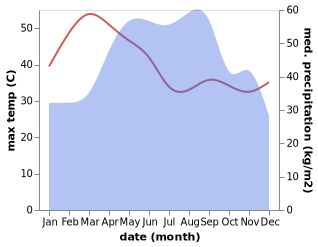 temperature and rainfall during the year in Thung Si Udom