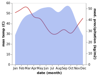 temperature and rainfall during the year in Badou