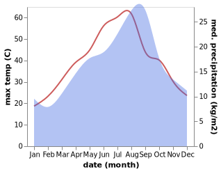 temperature and rainfall during the year in Siliana