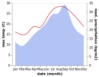 temperature and rainfall during the year in Carthage