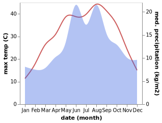 temperature and rainfall during the year in Acipinar