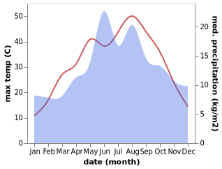 temperature and rainfall during the year in Altpinar