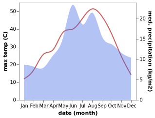 temperature and rainfall during the year in Batikent