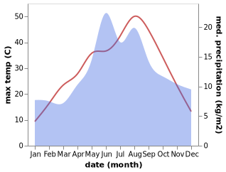 temperature and rainfall during the year in Elmadag