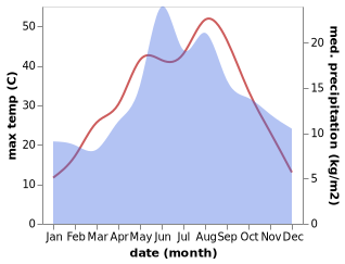 temperature and rainfall during the year in Gelegra