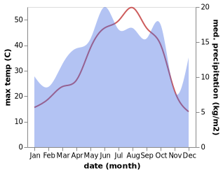 temperature and rainfall during the year in Aviski