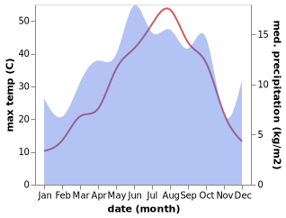 temperature and rainfall during the year in Genc