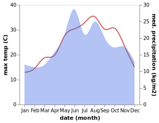 temperature and rainfall during the year in Demirtas