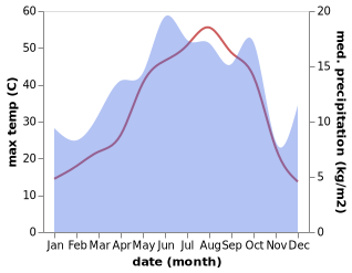 temperature and rainfall during the year in Basari